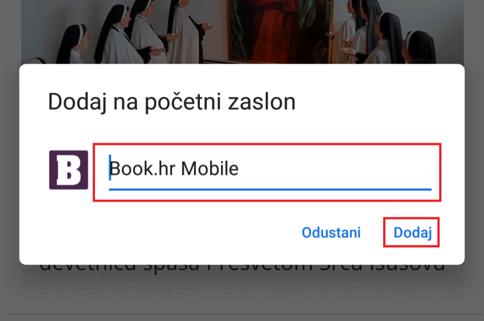 Dodaj portal Book.hr na početni zaslon svog mobitela ili tableta
