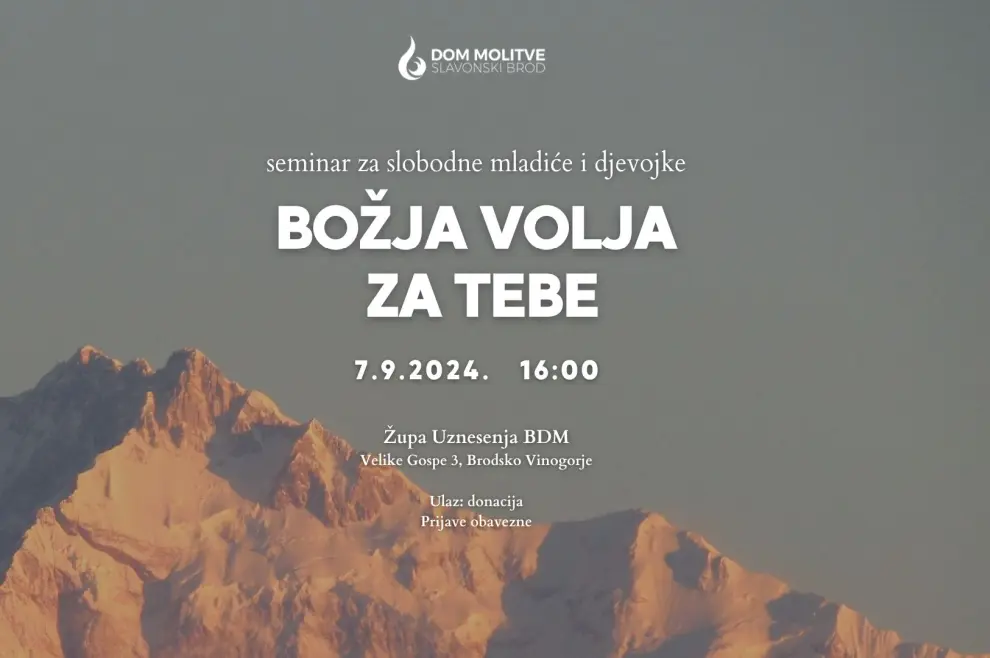 Najava seminara 'Božja volja za tebe'