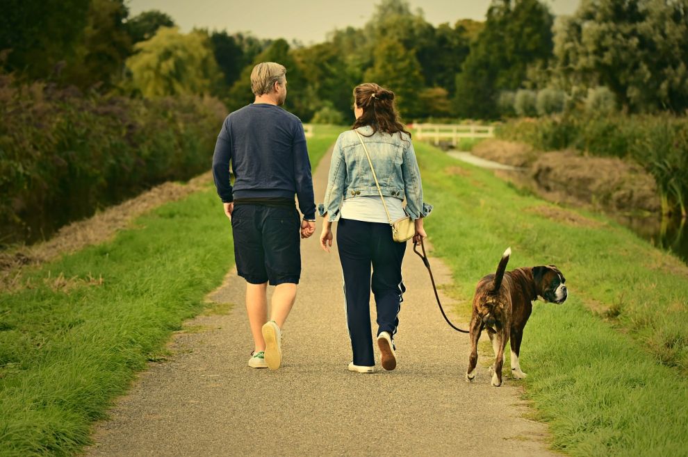 couple with dog